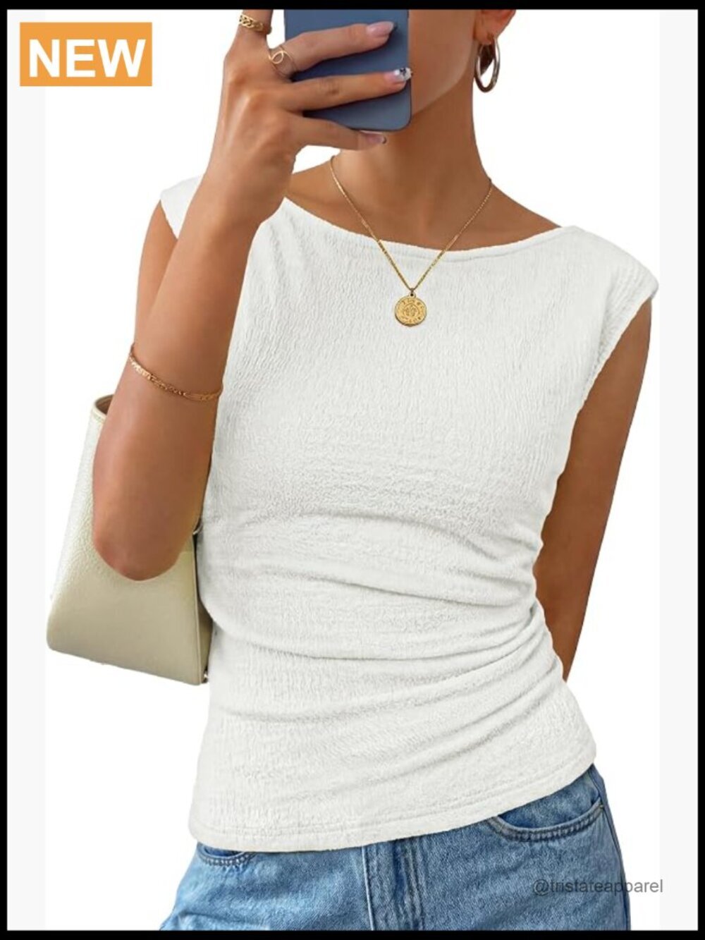 Slim Fit Ruched Tank Top Cap Sleeve Boat Neck Cute Summer Going Out Tee